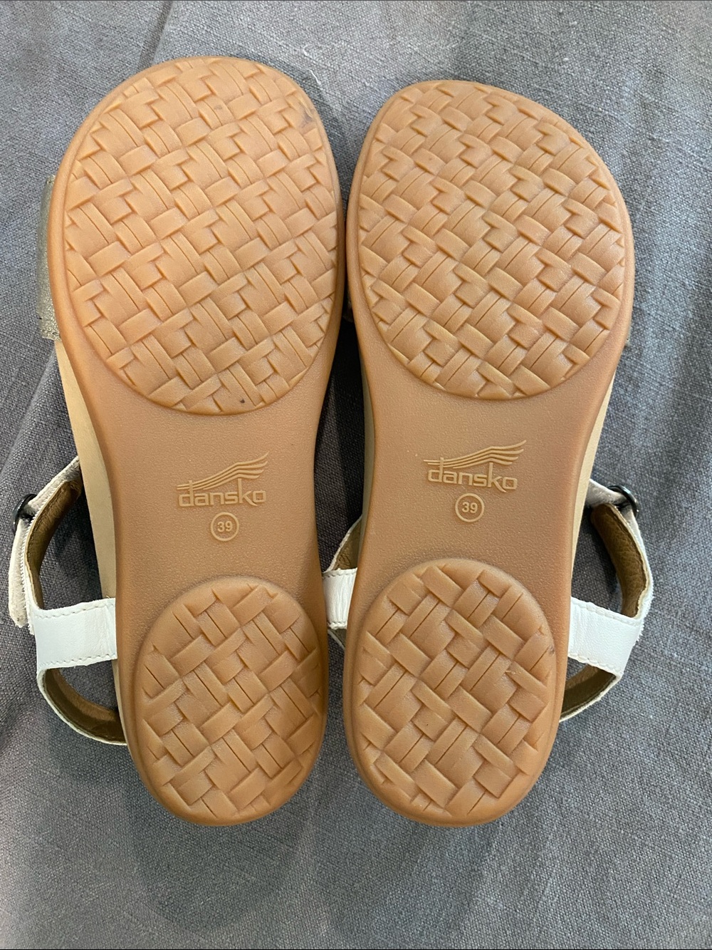 Dansko White and Metallic Gold Cutout Slide Sandals - Picture 4 of 4